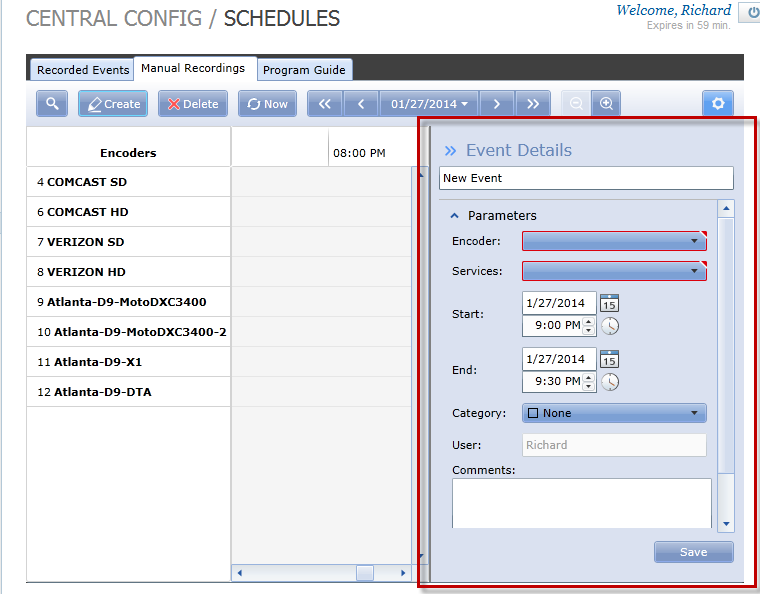 Figure: Even Details Window